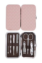 Basket Weave Vegan Leather 7 Pcs Nailcare Kit